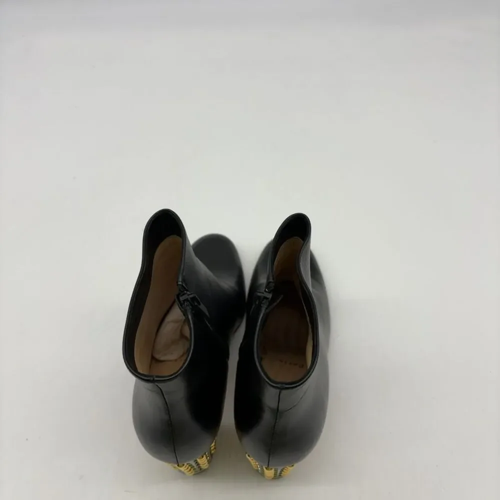 Christian Louboutin Black Leather Stud Block Heel Ankle Boots